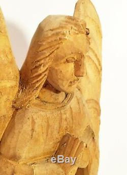 Hand carved wood angel. Rustic. Santo Folk art. Peaceful presence. 16 tall