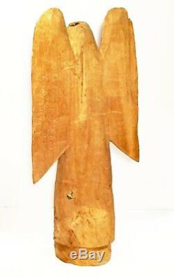 Hand carved wood angel. Rustic. Santo Folk art. Peaceful presence. 16 tall
