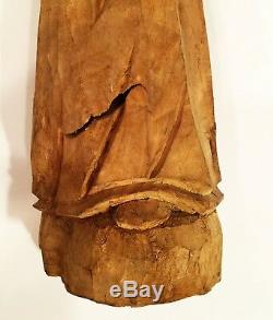 Hand carved wood angel. Rustic. Santo Folk art. Peaceful presence. 16 tall