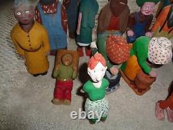 Hand carved wood figure Folk art Primitve Glen Harbin 15 various farmers old