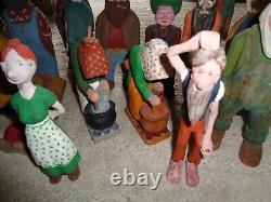 Hand carved wood figure Folk art Primitve Glen Harbin 15 various farmers old