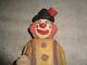 Hand Carved Wood Figure Folk Art Primitve Glen Harbin Circus Clown Colorful