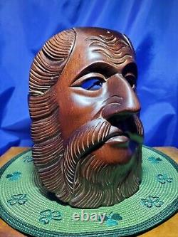 Hand carved wood folk art Decor Mask of Bearded Man