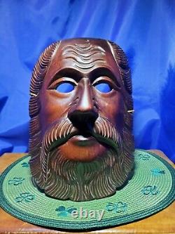 Hand carved wood folk art Decor Mask of Bearded Man