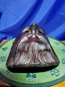 Hand carved wood folk art Decor Mask of Bearded Man