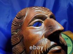 Hand carved wood folk art Decor Mask of Bearded Man