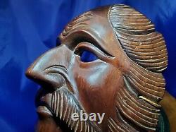 Hand carved wood folk art Decor Mask of Bearded Man