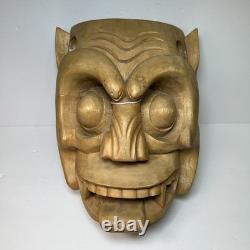 Hand carved wood wooden Oni Demon Mask Devil wall decor souvenir Folk Art