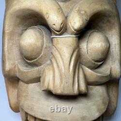 Hand carved wood wooden Oni Demon Mask Devil wall decor souvenir Folk Art