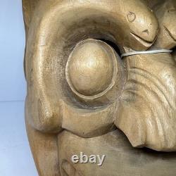 Hand carved wood wooden Oni Demon Mask Devil wall decor souvenir Folk Art