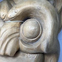 Hand carved wood wooden Oni Demon Mask Devil wall decor souvenir Folk Art