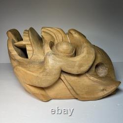 Hand carved wood wooden Oni Demon Mask Devil wall decor souvenir Folk Art