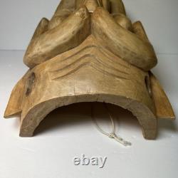 Hand carved wood wooden Oni Demon Mask Devil wall decor souvenir Folk Art