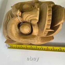 Hand carved wood wooden Oni Demon Mask Devil wall decor souvenir Folk Art