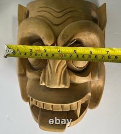 Hand carved wood wooden Oni Demon Mask Devil wall decor souvenir Folk Art
