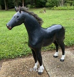 Handsome Large 24 Antique American Folk Art Wood Carved Horse Carving