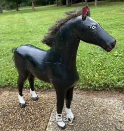 Handsome Large 24 Antique American Folk Art Wood Carved Horse Carving