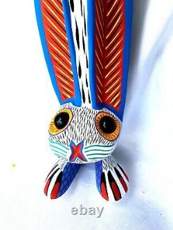 Handstand Rabbit Alebrije Large Hand-painted Oaxacan Wood Carving Oaxaca Mexico