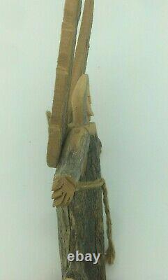 Hector Rascon Folk Art Angel Carving Signed Wood Sculpture New Mexico Santo