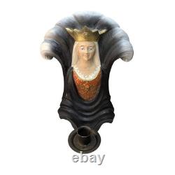 Henning Engelsen Hand Carved Norwegian Queen Wall Sconce, Mid-Century Folk Art