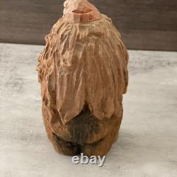 Henning Vintage Norwegian Hand Carved Wooden Troll Couple Folk Art Signed 8