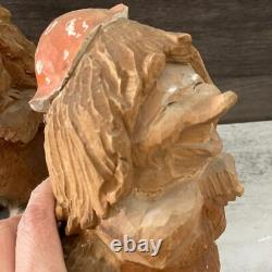 Henning Vintage Norwegian Hand Carved Wooden Troll Couple Folk Art Signed 8