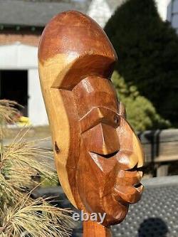 Henry Wallace Wood Carving Signed Bahamas 1989 Cubist Caribbean Folk Art Tiki