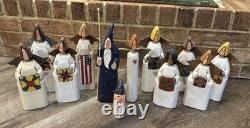 Hollins & Hollins Folk Art Angel Set Hand-Carved Wood