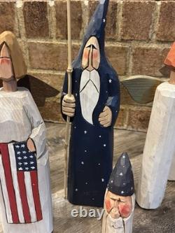 Hollins & Hollins Folk Art Angel Set Hand-Carved Wood