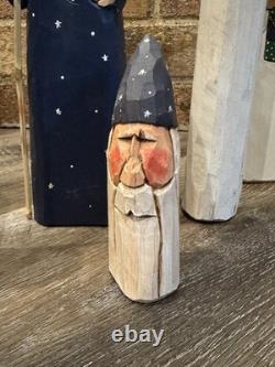 Hollins & Hollins Folk Art Angel Set Hand-Carved Wood