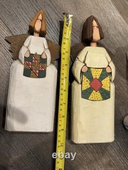 Hollins & Hollins Folk Art Angel Set Hand-Carved Wood
