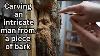 How This Artist Carved An Intricate Man From A Piece Of Old Bark