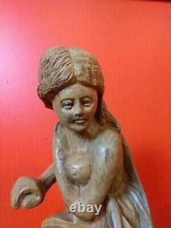 ISRAELI NUDE CARVING Vintage Olive Carving of A Nude Woman Folk Art