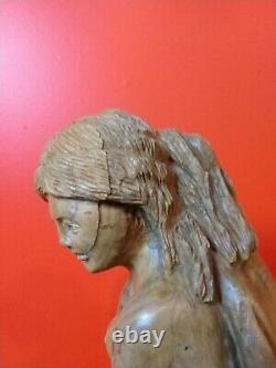 ISRAELI NUDE CARVING Vintage Olive Carving of A Nude Woman Folk Art