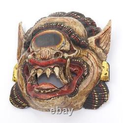 Indonesian Cyclops Bali Mask Handmade Carved Painted Wooden Wall Folk Art