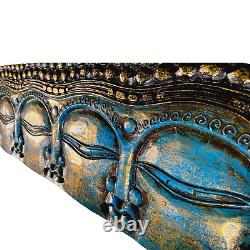 Infinite Faces Buddha Wall Sculpture Panel Hand Carved Bali art Turquoise