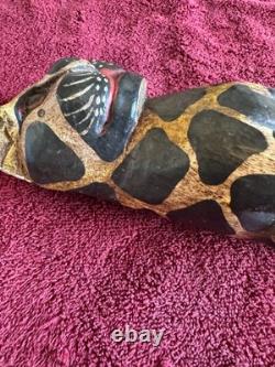 JAGUAR HAND CARVED WOOD PRIMATIVE FOLK ART 9x3.5x3.5 INCHES