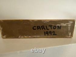 JOHN CARLTON Folk Art Wood Carving CALICO CAT & MOUSE Signed (1992)