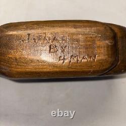 JONAH AND THE WHALE Vintage Folk Art Primitive Religious Carving Signed by Hman