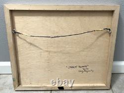 JUBILEE SQUARES Folk Art Mardi Gras Vtg Frame Wood Hand Made Carved Crab Tony K