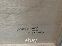 JUBILEE SQUARES Folk Art Mardi Gras Vtg Frame Wood Hand Made Carved Crab Tony K