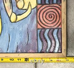 JUBILEE SQUARES Folk Art Mardi Gras Vtg Frame Wood Hand Made Carved Crab Tony K