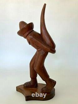 J Pinal Mexican Artist Wood Carving Signed RARE