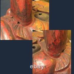 Japanese Lacquer Hand-Carved Tengu Mask 19.6inch Wall Hanging Folk Art Meiji Era