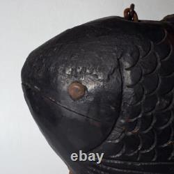 Japanese wooden Carved Jizai kagi sea bream Irori Fireplace Carp Folk art JZI106