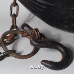 Japanese wooden Carved Jizai kagi sea bream Irori Fireplace Carp Folk art JZI106