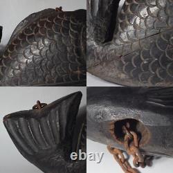 Japanese wooden Carved Jizai kagi sea bream Irori Fireplace Carp Folk art JZI106