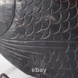 Japanese wooden Carved Jizai kagi sea bream Irori Fireplace Carp Folk art JZI106