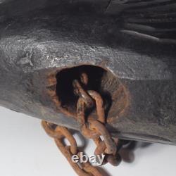 Japanese wooden Carved Jizai kagi sea bream Irori Fireplace Carp Folk art JZI106