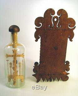 Jesus on the Cross Folk Art, Whimsy, Whimsey in a Bottle with Chip Carved Stand